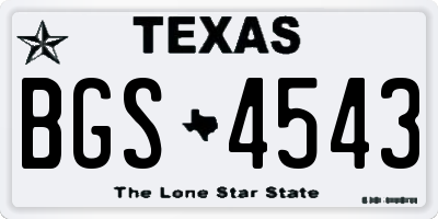 TX license plate BGS4543