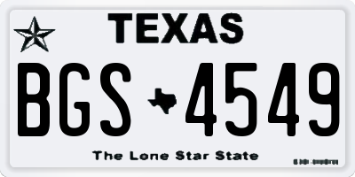TX license plate BGS4549