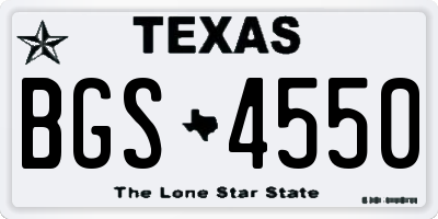 TX license plate BGS4550