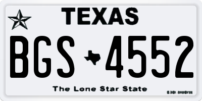 TX license plate BGS4552
