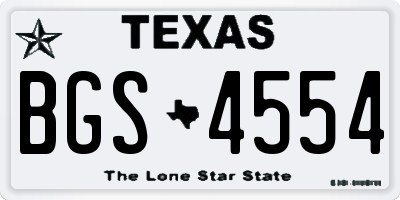 TX license plate BGS4554