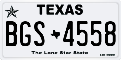 TX license plate BGS4558