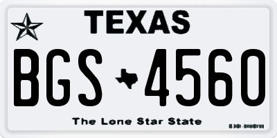 TX license plate BGS4560