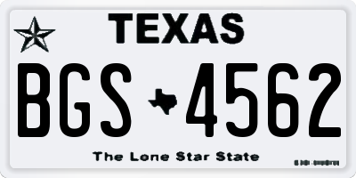 TX license plate BGS4562