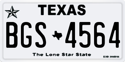 TX license plate BGS4564