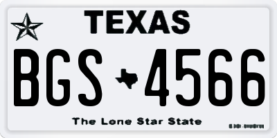 TX license plate BGS4566