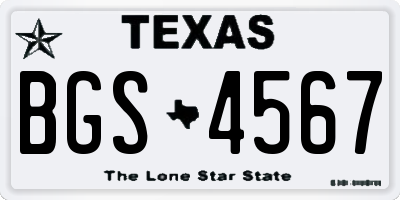 TX license plate BGS4567