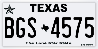TX license plate BGS4575