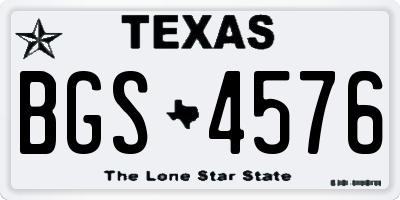 TX license plate BGS4576