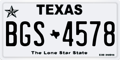 TX license plate BGS4578