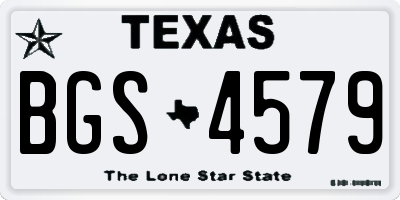 TX license plate BGS4579