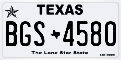 TX license plate BGS4580