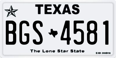 TX license plate BGS4581