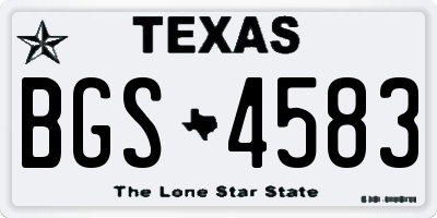 TX license plate BGS4583