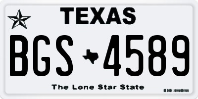 TX license plate BGS4589