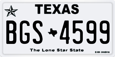 TX license plate BGS4599