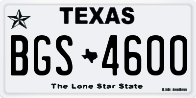 TX license plate BGS4600