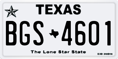 TX license plate BGS4601