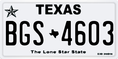 TX license plate BGS4603