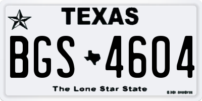 TX license plate BGS4604