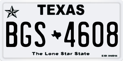 TX license plate BGS4608
