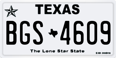TX license plate BGS4609