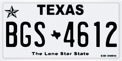 TX license plate BGS4612