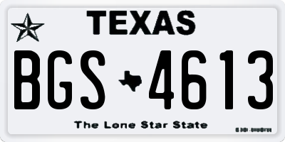 TX license plate BGS4613
