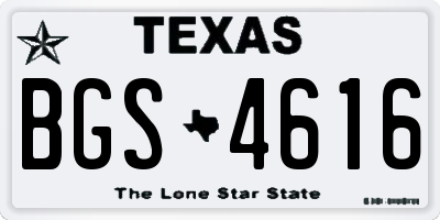 TX license plate BGS4616