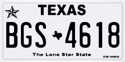 TX license plate BGS4618