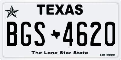 TX license plate BGS4620