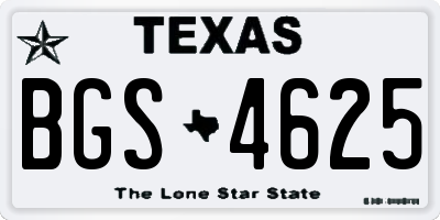 TX license plate BGS4625