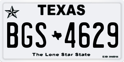 TX license plate BGS4629