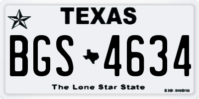 TX license plate BGS4634