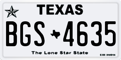 TX license plate BGS4635