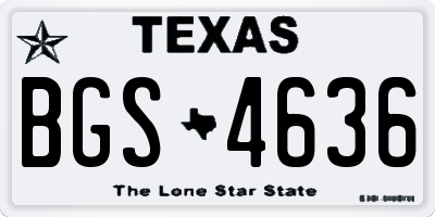 TX license plate BGS4636