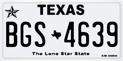 TX license plate BGS4639