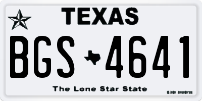 TX license plate BGS4641