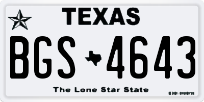 TX license plate BGS4643