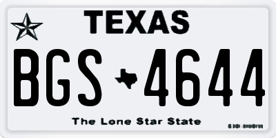 TX license plate BGS4644