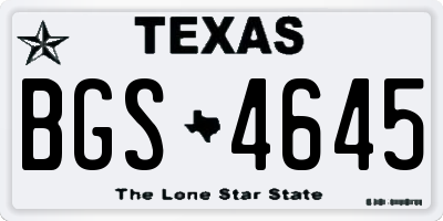 TX license plate BGS4645