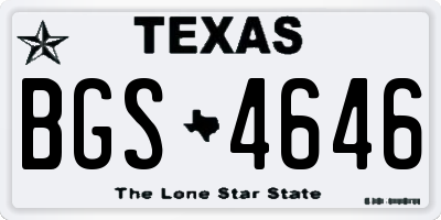 TX license plate BGS4646
