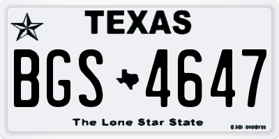 TX license plate BGS4647