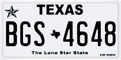 TX license plate BGS4648