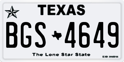 TX license plate BGS4649
