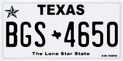 TX license plate BGS4650