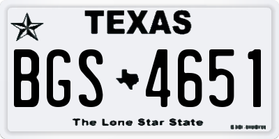 TX license plate BGS4651