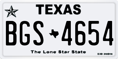 TX license plate BGS4654