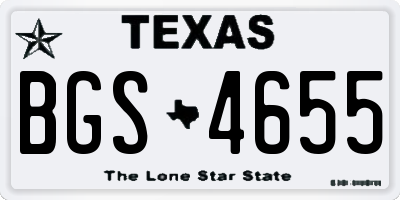TX license plate BGS4655