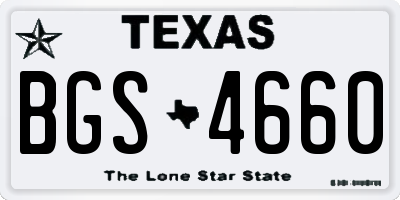 TX license plate BGS4660